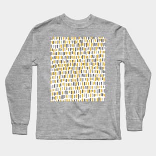 Grey and Mustard Yellow Lines and Stripes Long Sleeve T-Shirt